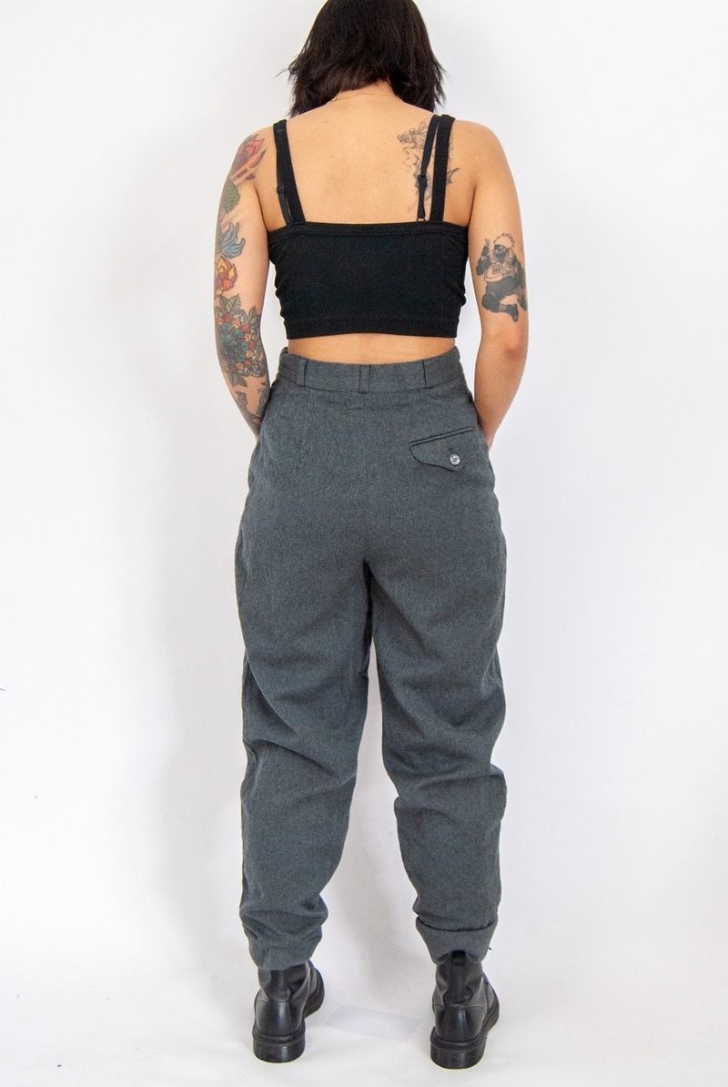 80s grey wool high waist trousers | Garmentory