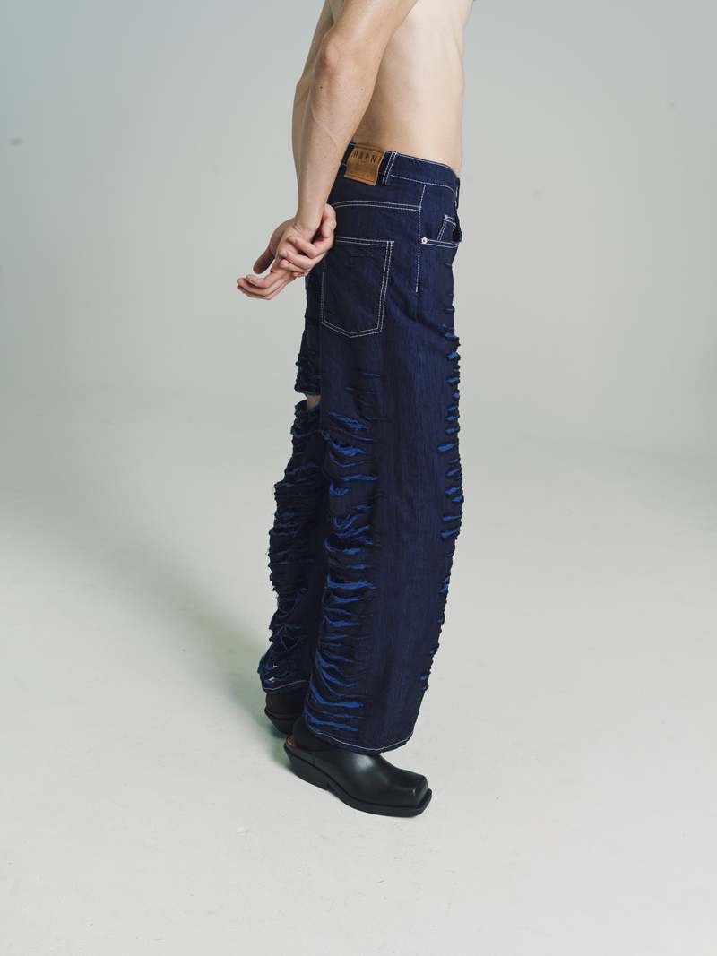 Marni Destroyed Denim Trousers - Iris Blue | Garmentory
