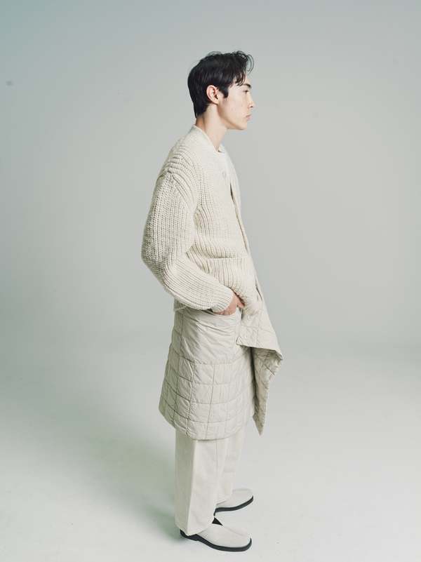 Lemaire Wool Knitted Chunky Cardigan - Light Cream | Garmentory