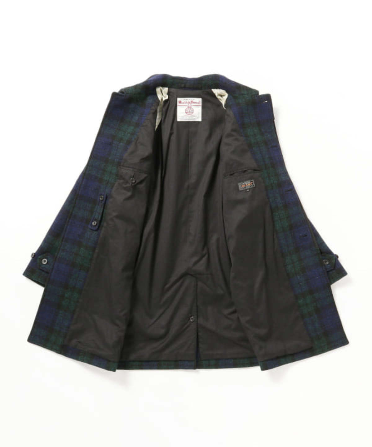 Beams Plus Bal Collar Coat Harris Tweed - BLACK WATCH