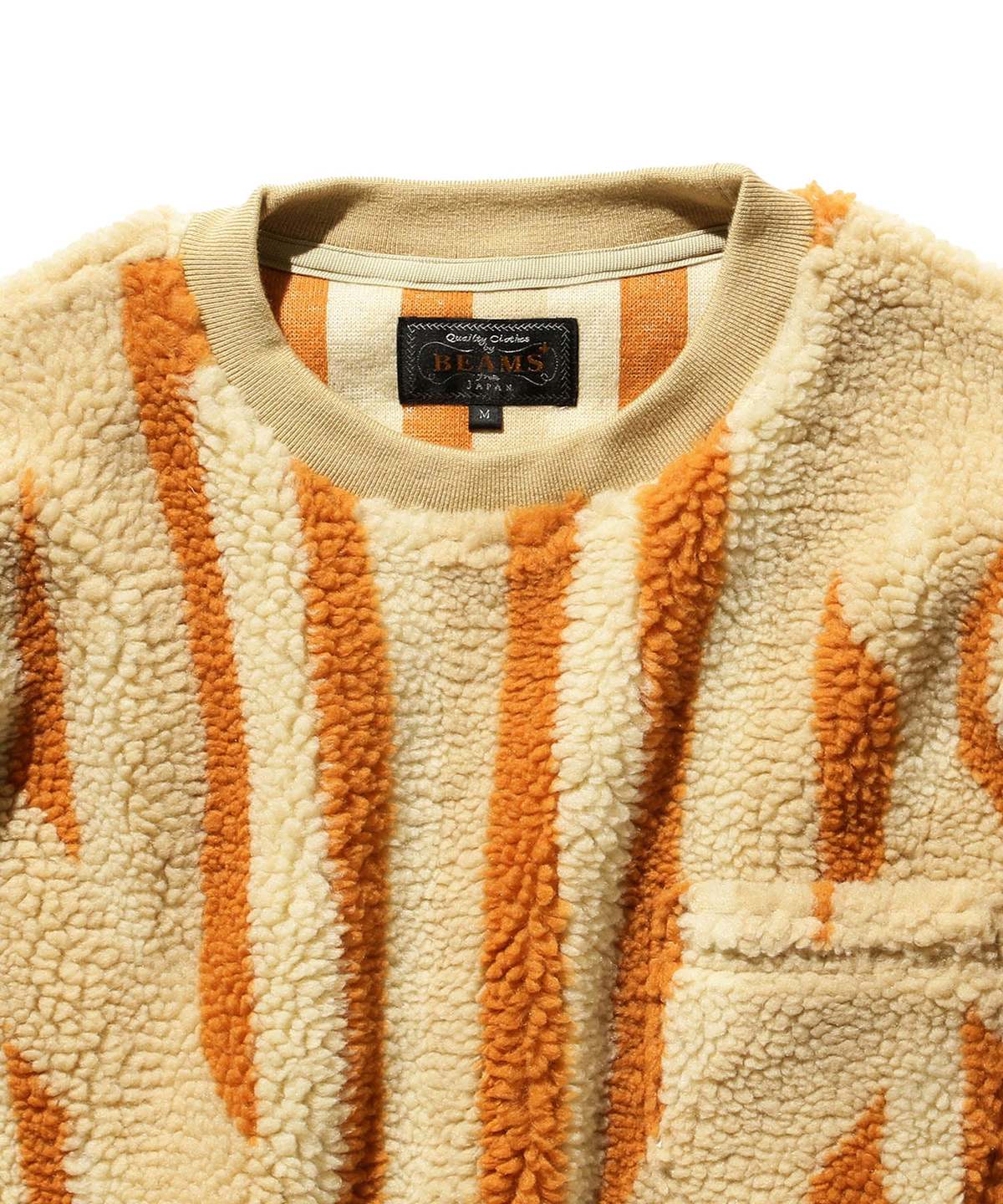 Beams Plus Crew Boa Native Rag Pattern Sweater - Beige | Garmentory