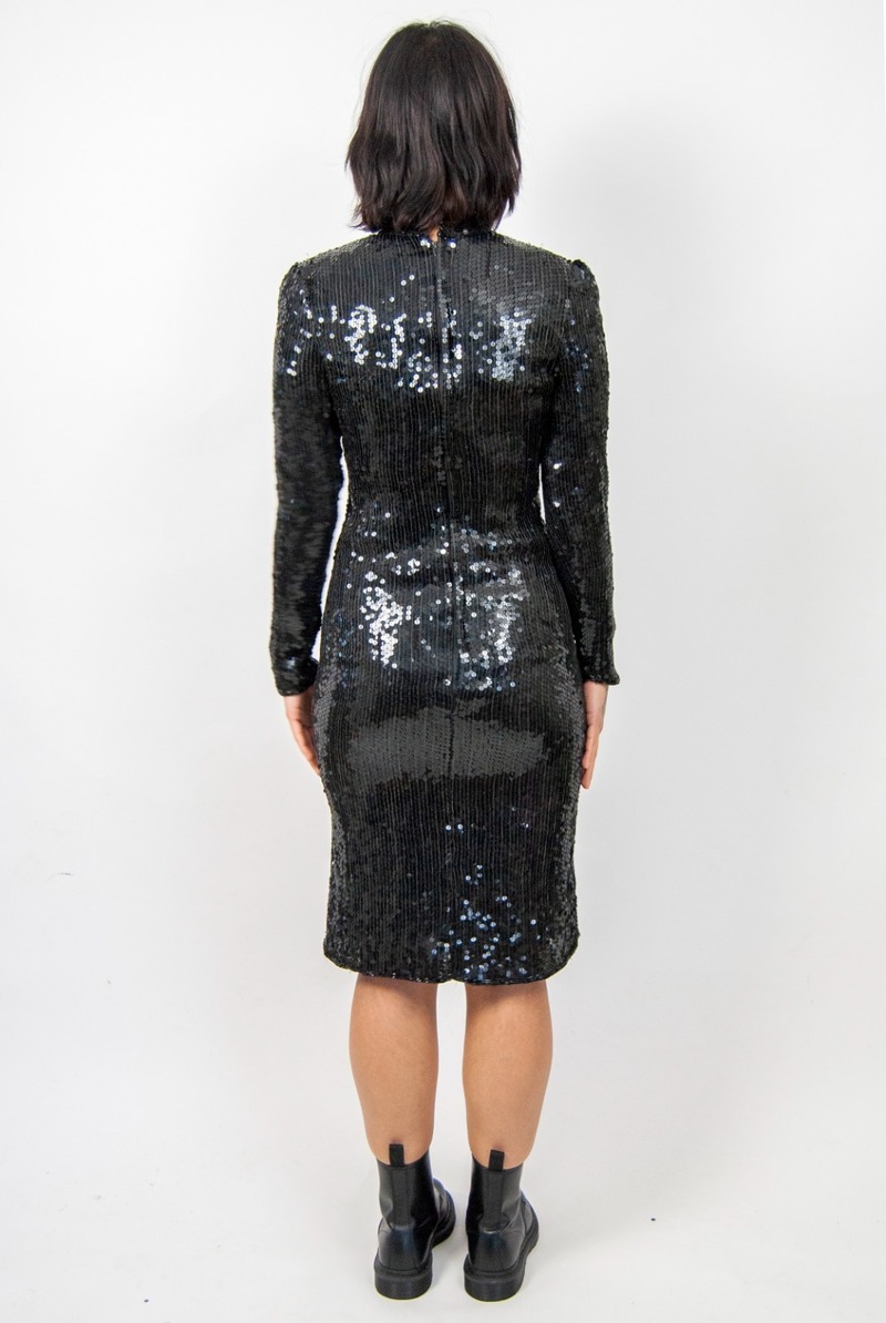 sachin and babi light blue dress Sequin Mock Neck Dress Wine / L