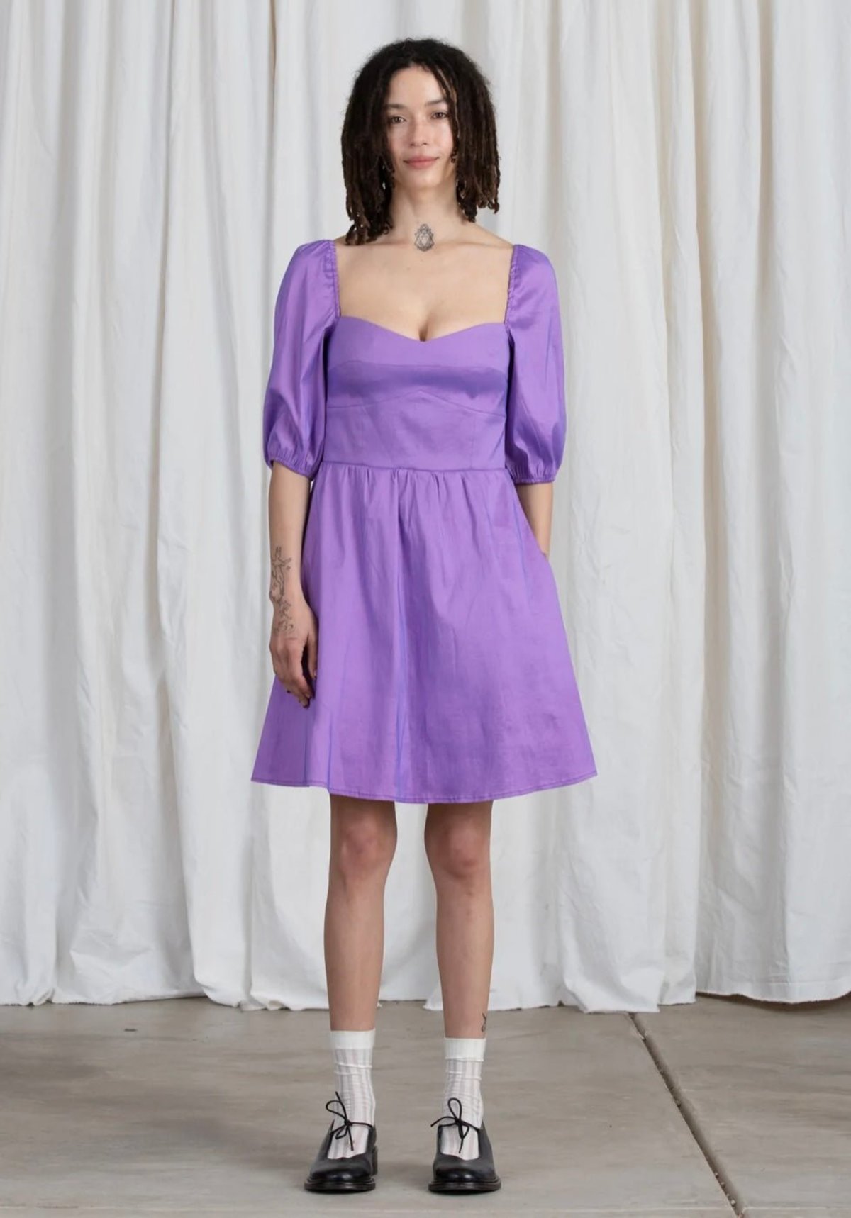 Ali Golden Sweetheart Mini Dress - Lilac Taffeta | Garmentory