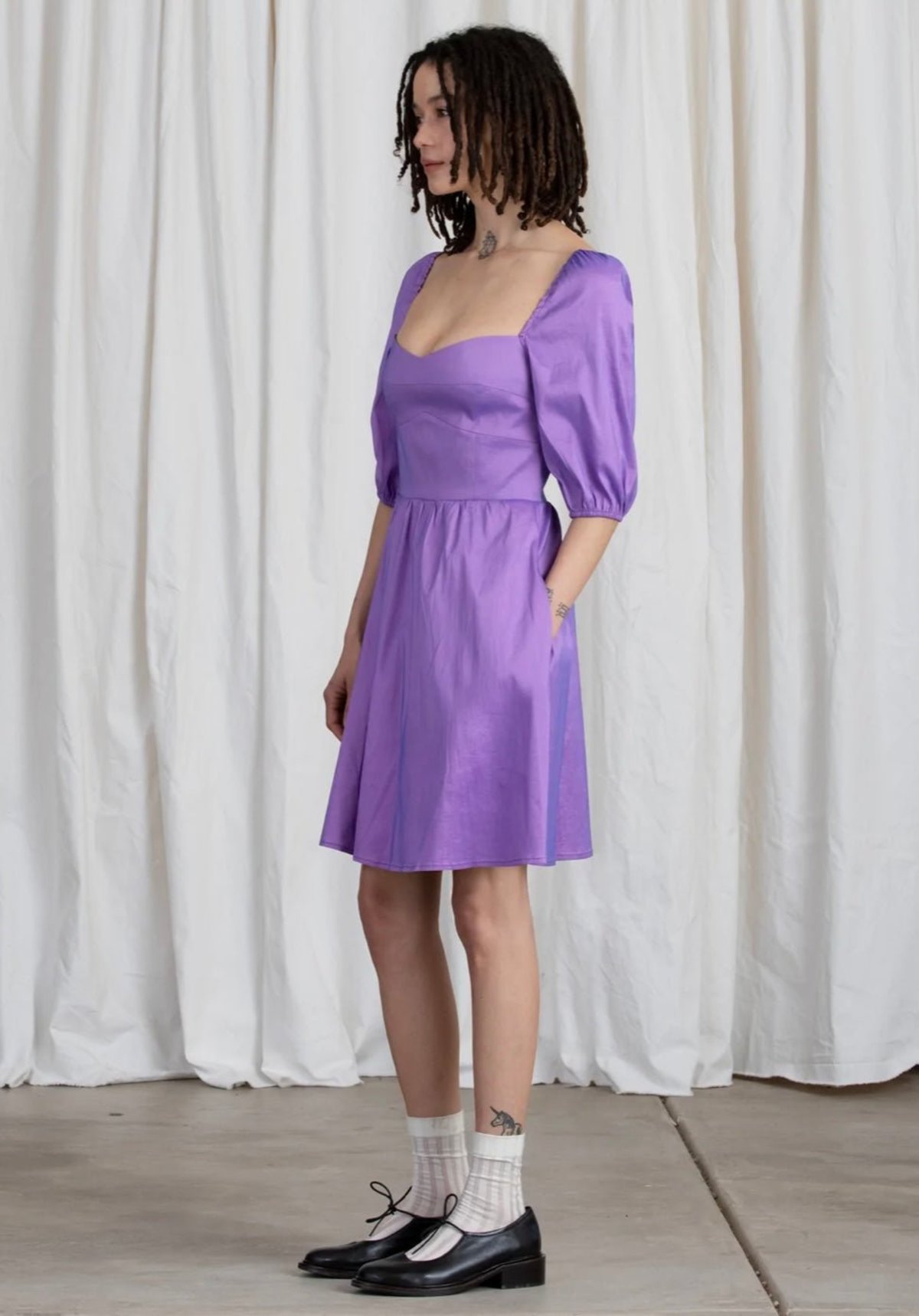 Ali Golden Sweetheart Mini Dress - Lilac Taffeta | Garmentory