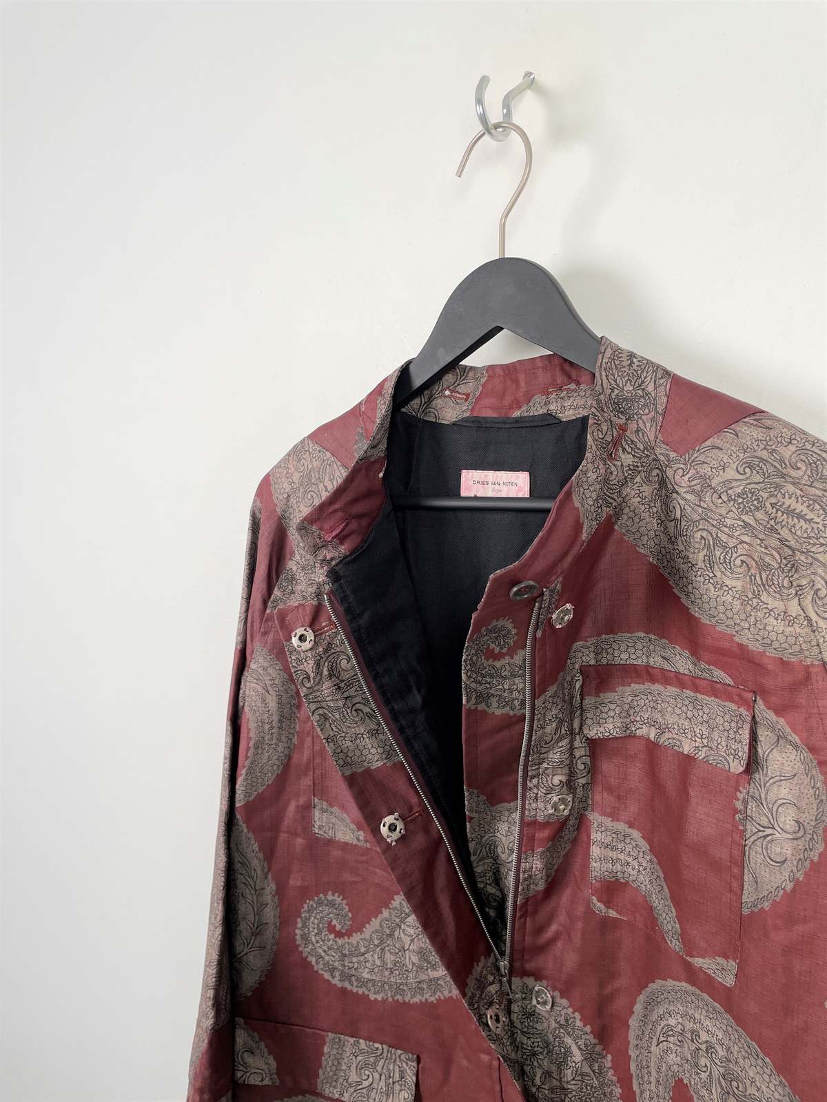 Dries van Noten Painted Silk Paisley Mandarin Collar Jacket