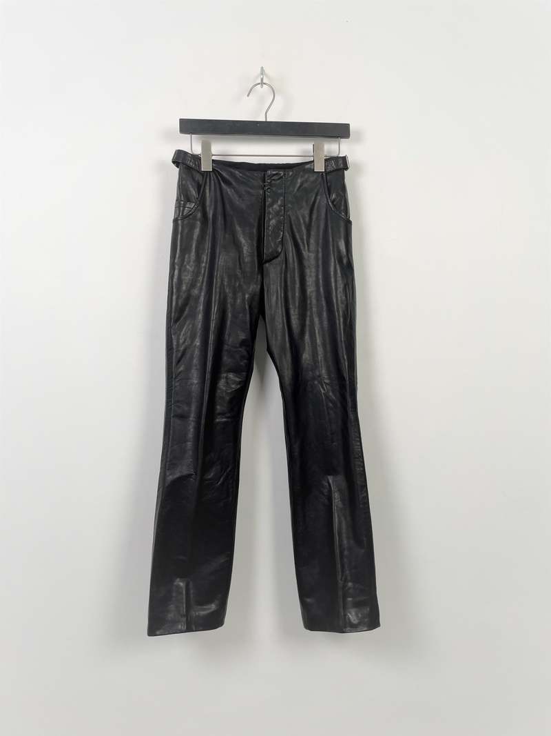 Black Paneled Leather Pants by MM6 Maison Margiela on Sale