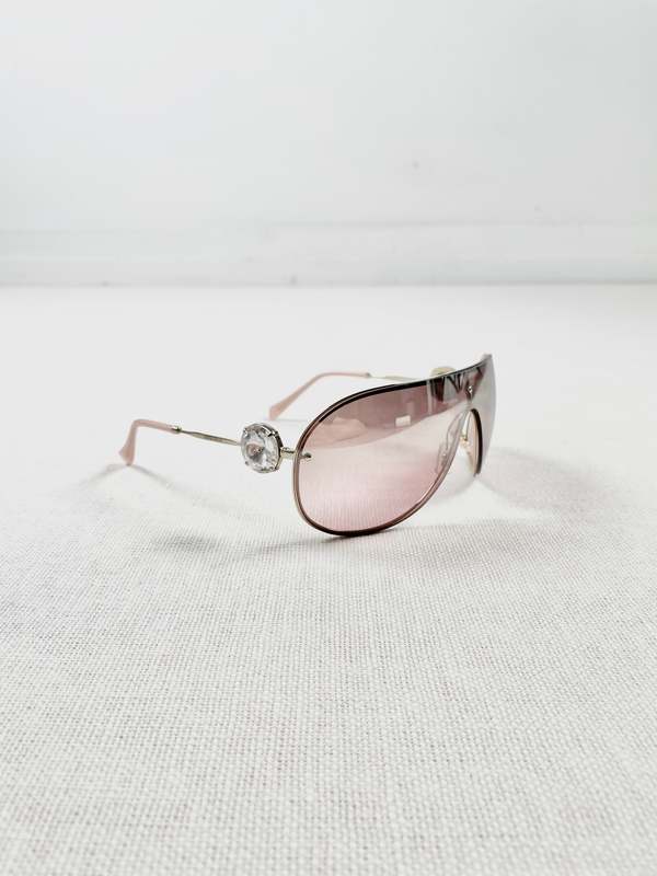 Miu Miu Jeweled New with Case Aviator Sunglasses - Pink  display picture 2