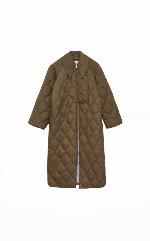 Ganni Ripstop Quilt Coat - Teak | Garmentory