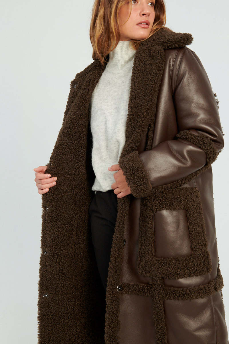 ★STAND STUDIO★ Patrice Coat Dark Brown Black 6110090108749 Stand Studio Patrice Coat - Dark Brown | Garmentory