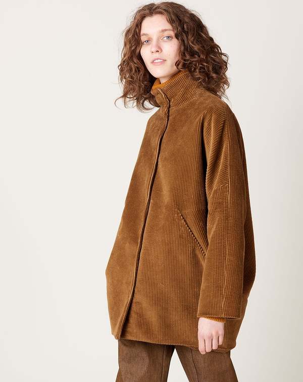zero + maria cornejo Corduroy Long Sleeved Bea Parka - Camel