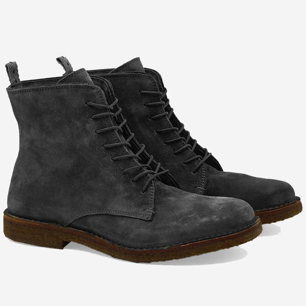 Astorflex Bootflex Suede Derby Boots - Gunmetal Grey