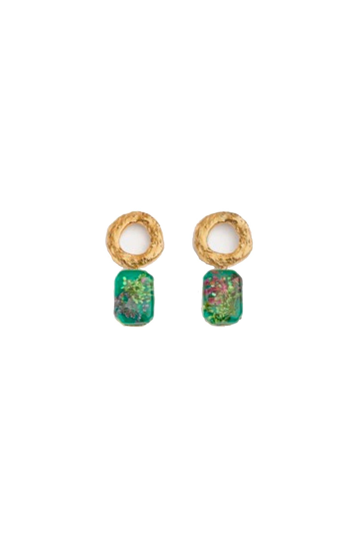 Forte Forte Sculpture Resin Earrings - Emerald/Gold - Image 1 of 1