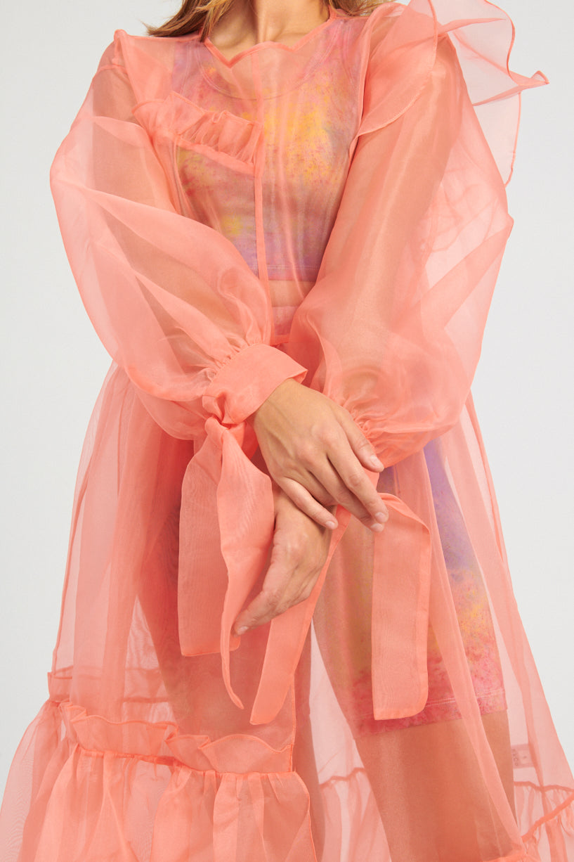 topshop pink organza dress Topshop + Pink Check Organza Shirt Dress