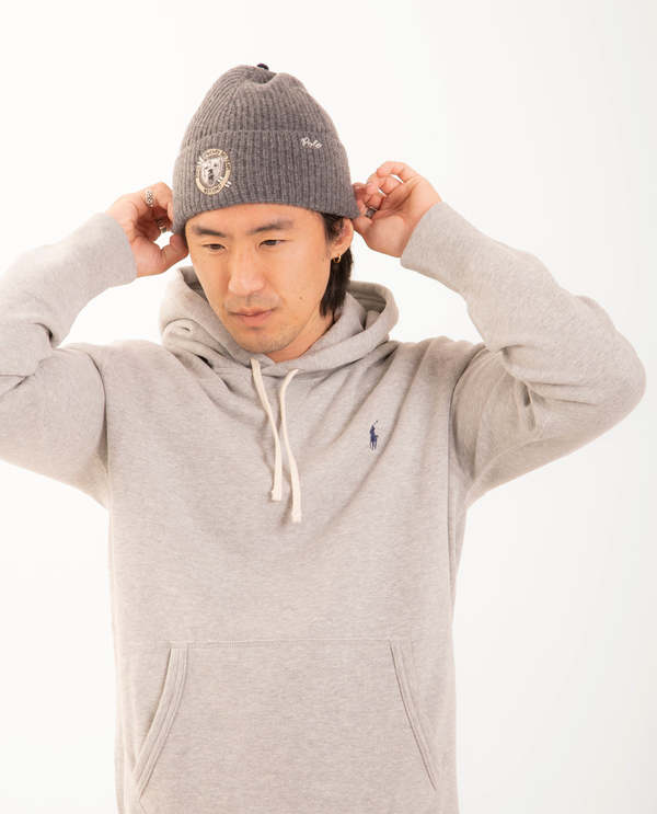 POLO RALPH LAUREN Gray Knit Beanie with RL Logo Polo Ralph Lauren RL Mascot Beanie - Charcoal | Garmentory main image 4