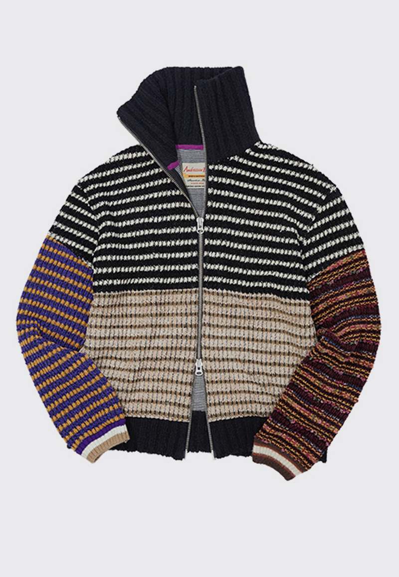 ANDERSSON BELL PATCHWORK ZIP-UP SWEATER