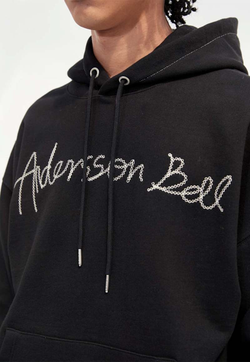 ANDERSSON BELL Topos Logo Embroidery Hoodie - Black | Garmentory