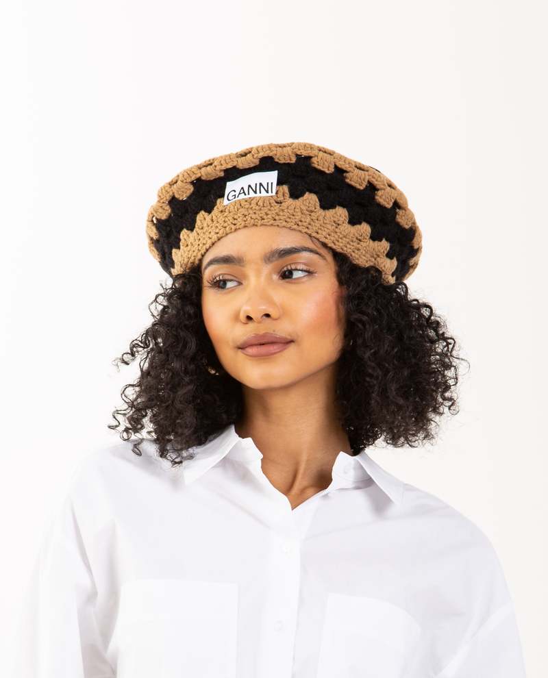 GANNI Wool Crochet Beret Ganni Women main image 4