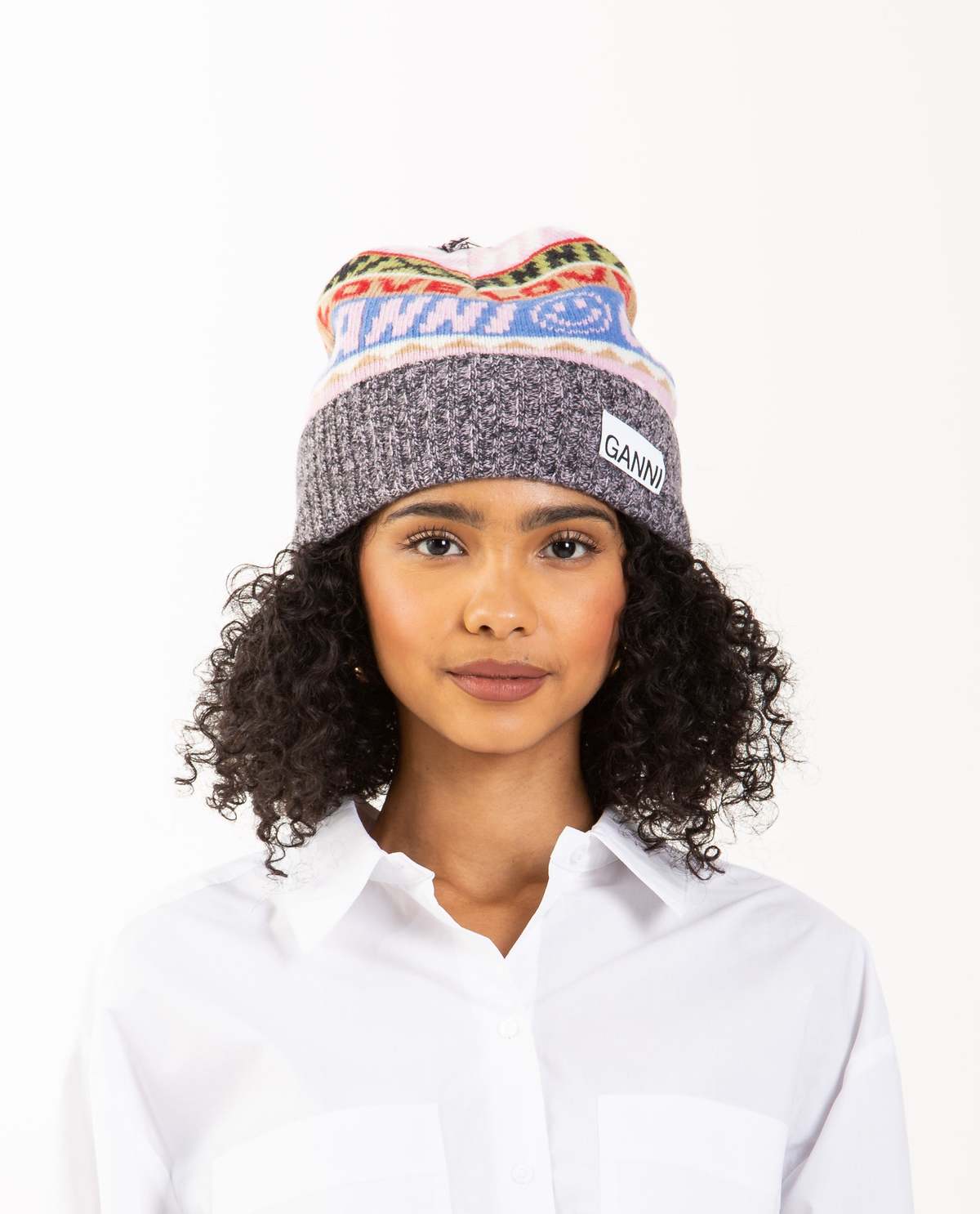 ganni❤︎beanie Graphic-Wool-Beanie-