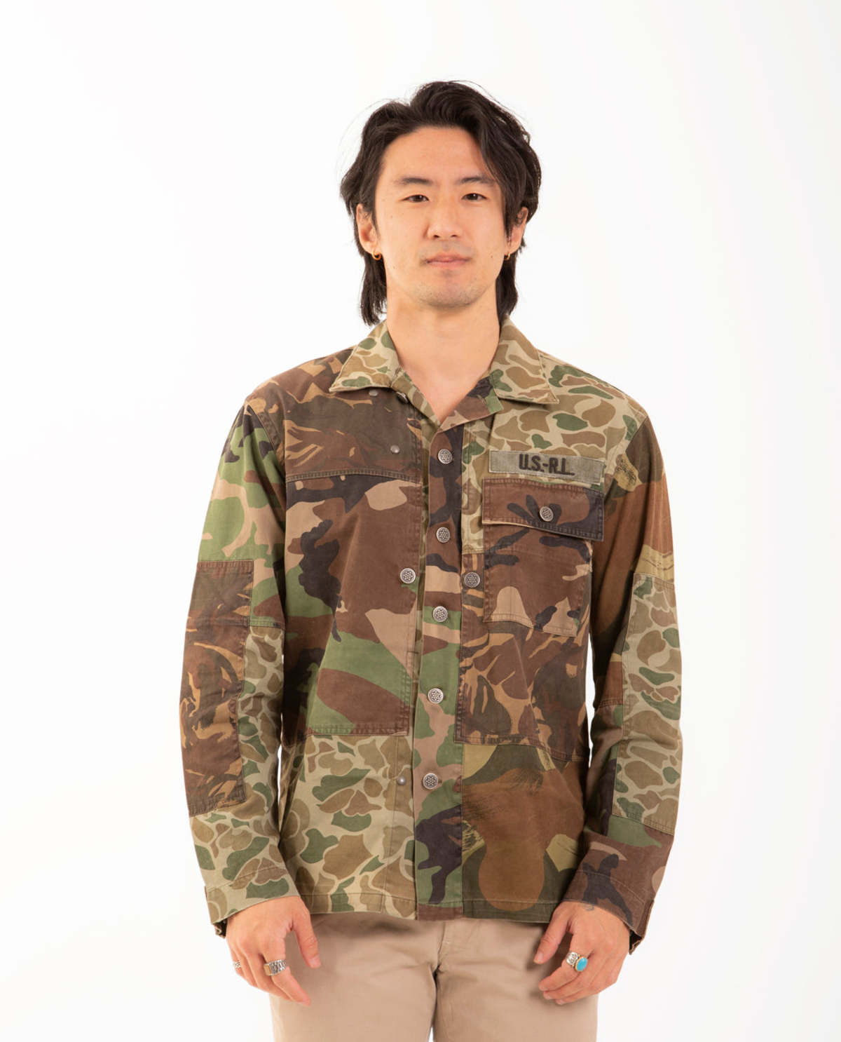 Polo Ralph Lauren Long Sleeve Chino Twill Patchwork Shirt - Camo