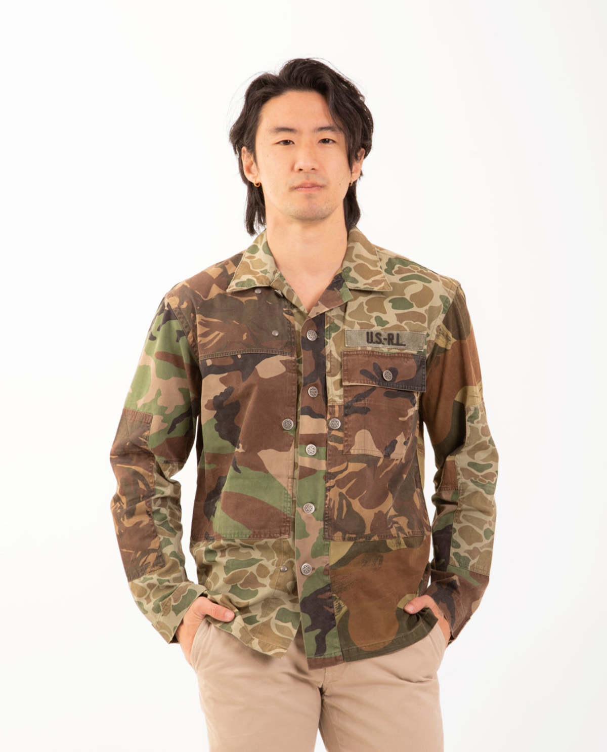 Polo Ralph Lauren Long Sleeve Chino Twill Patchwork Shirt - Camo