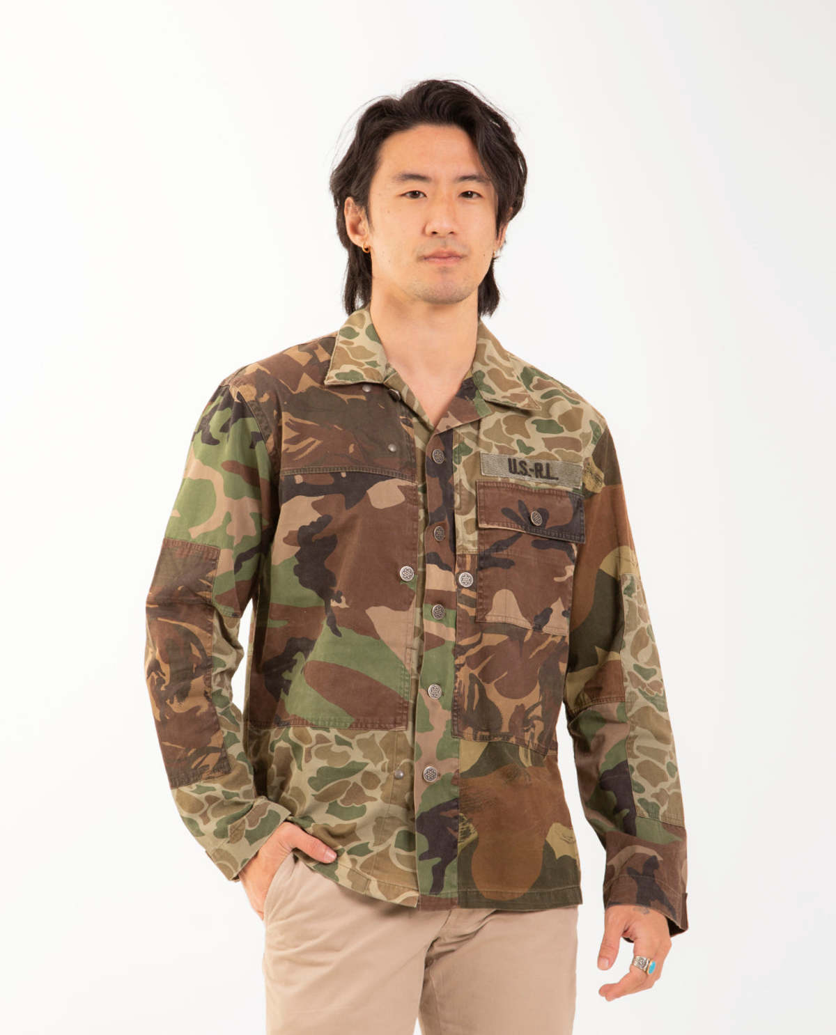 Polo Ralph Lauren Long Sleeve Chino Twill Patchwork Shirt - Camo