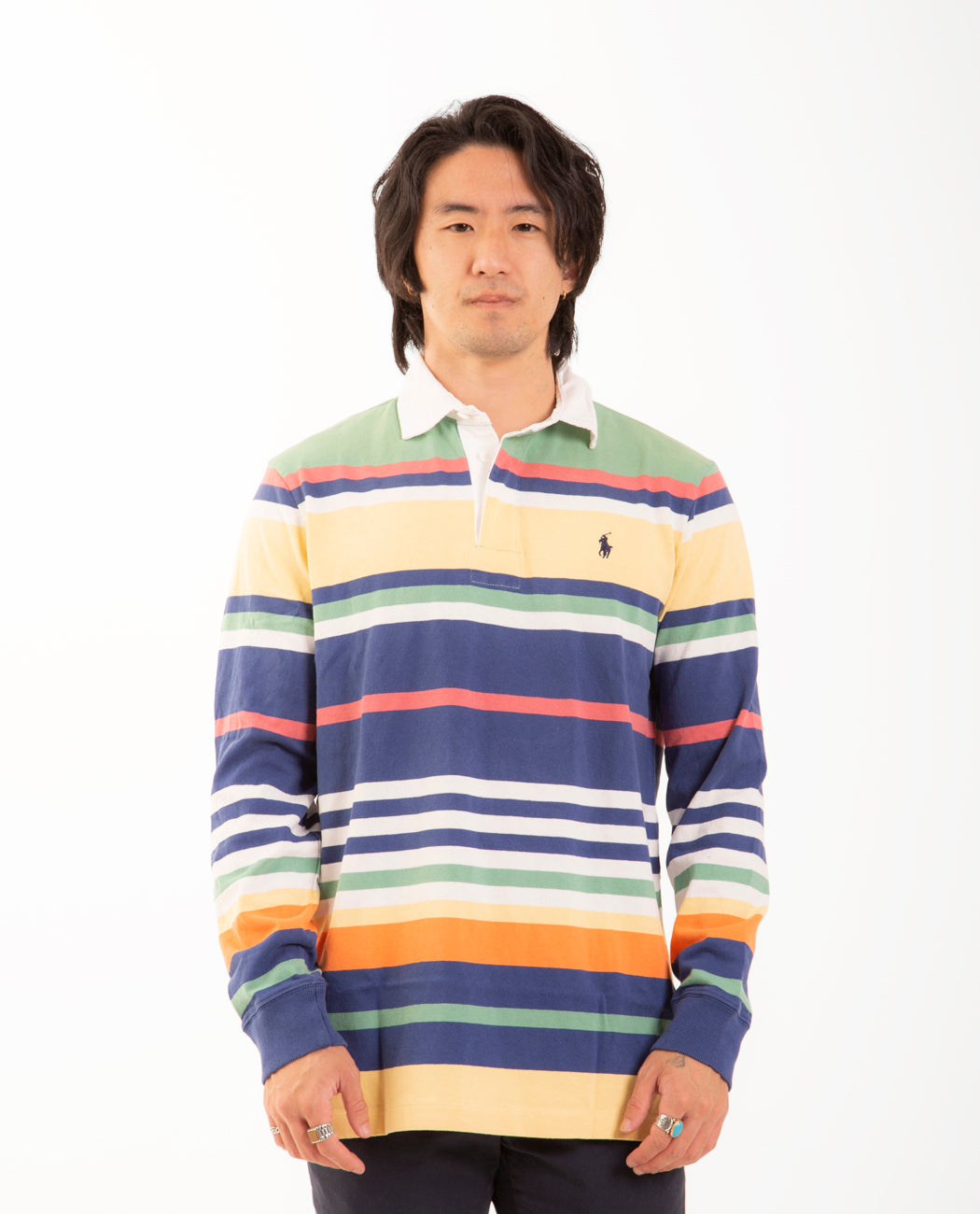 Tシャツ・カットソー Ralph Lauren FW25 RUGBY POLO (710717115 025) Polo Ralph Lauren Stripe Rugby Polo Shirt in Orange | SVD USA