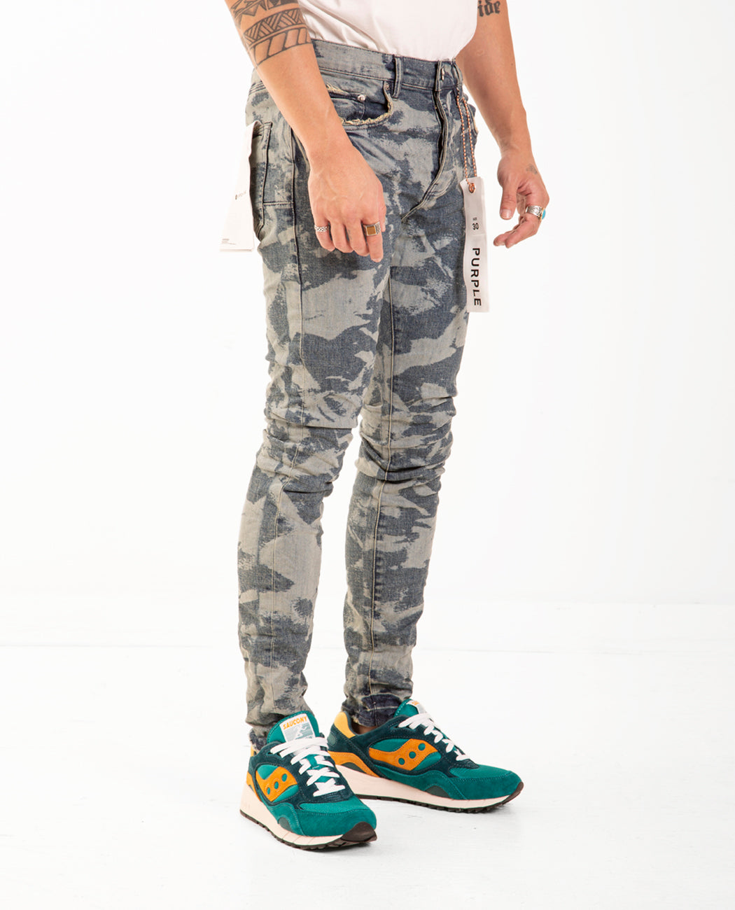 Purple Brand P001 Low Rise Skinny Jean Laser Wrinkled Indigo