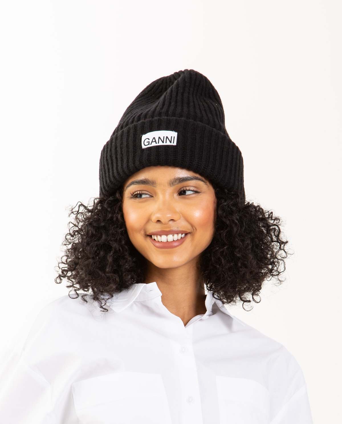 Ganni Wool Beanie - Black | Garmentory