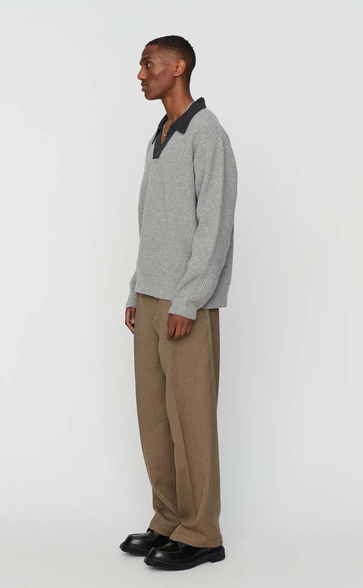 mfpen Open Collar Sweater - Grey - Image 3 of 5