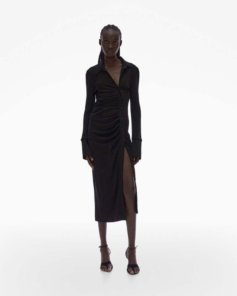 helmut lang asymmetrical shirt dress Helmut Lang // Brown Asymmetrical Shirt Dress VSP Consignment