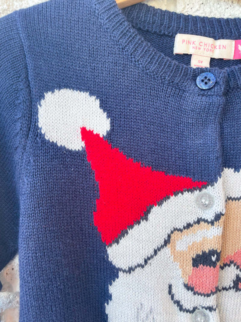 Kids Pink Chicken Holiday Sweater - Santa