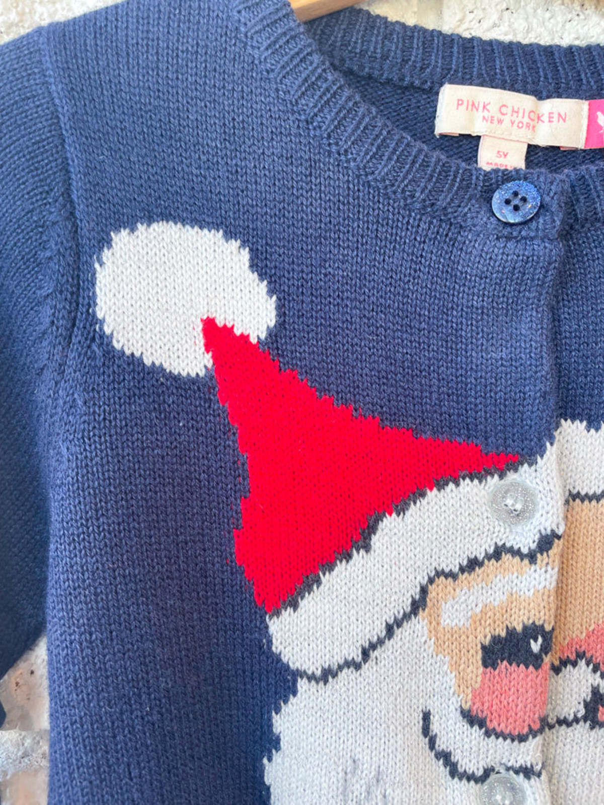 Kids Pink Chicken Holiday Sweater - Santa - Image 3 of 4
