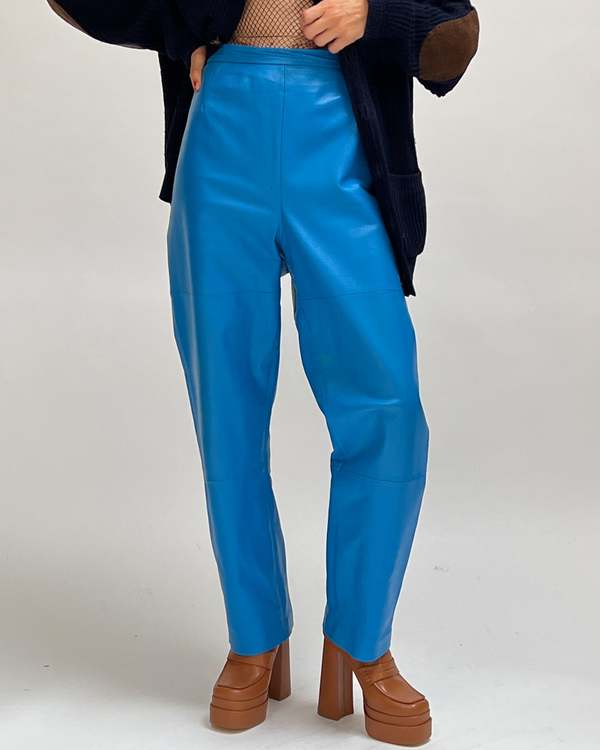 Leather Pants Blue Garmentory