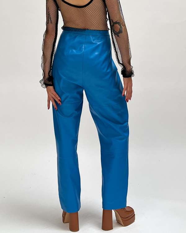Leather Pants Blue Garmentory