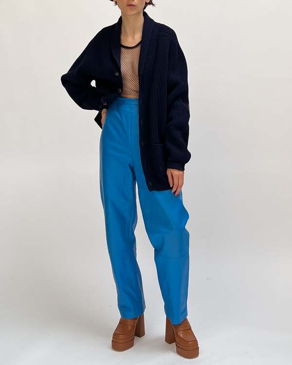 Leather Pants Blue Garmentory
