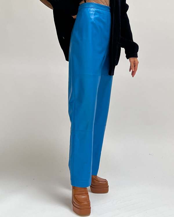 Leather Pants Blue Garmentory