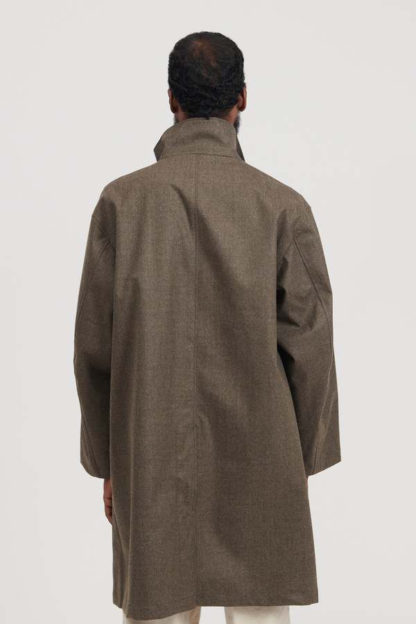 Still By Hand 3-Layer Stand Collar Coat - Mocha | Garmentory