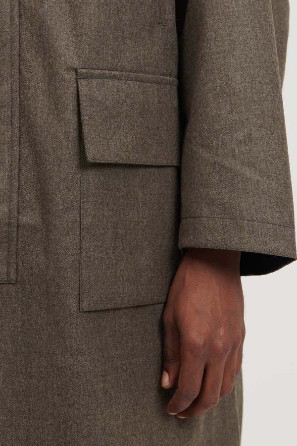 Still By Hand 3-Layer Stand Collar Coat - Mocha | Garmentory