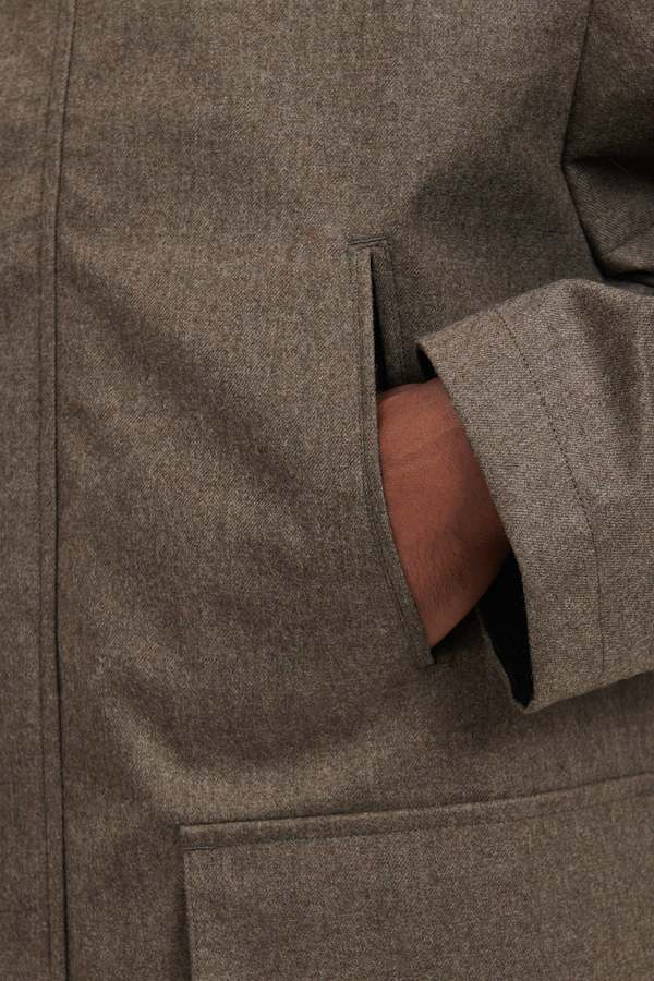 Still By Hand 3-Layer Stand Collar Coat - Mocha | Garmentory