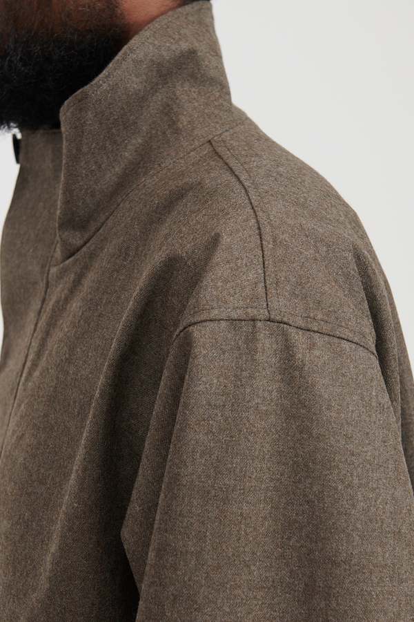 Still By Hand 3-Layer Stand Collar Coat - Mocha | Garmentory