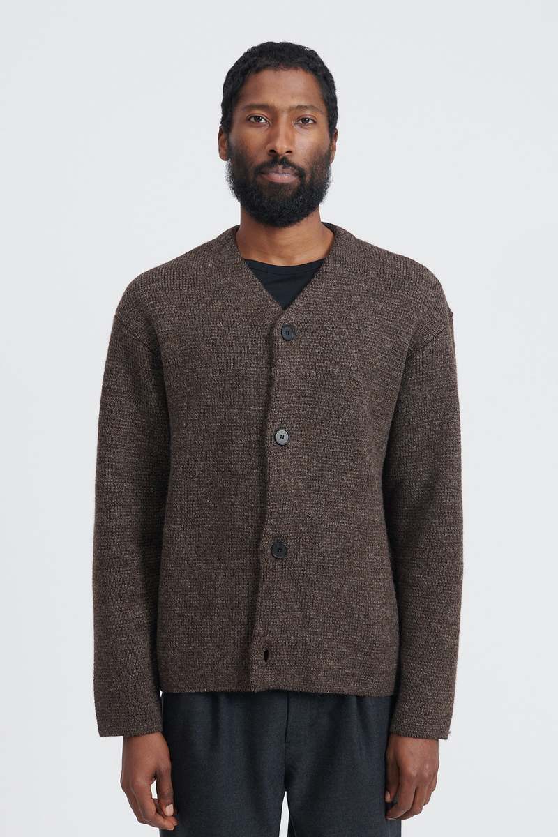Still By Hand 5G Knitted Blouson - Melange Brown | Garmentory