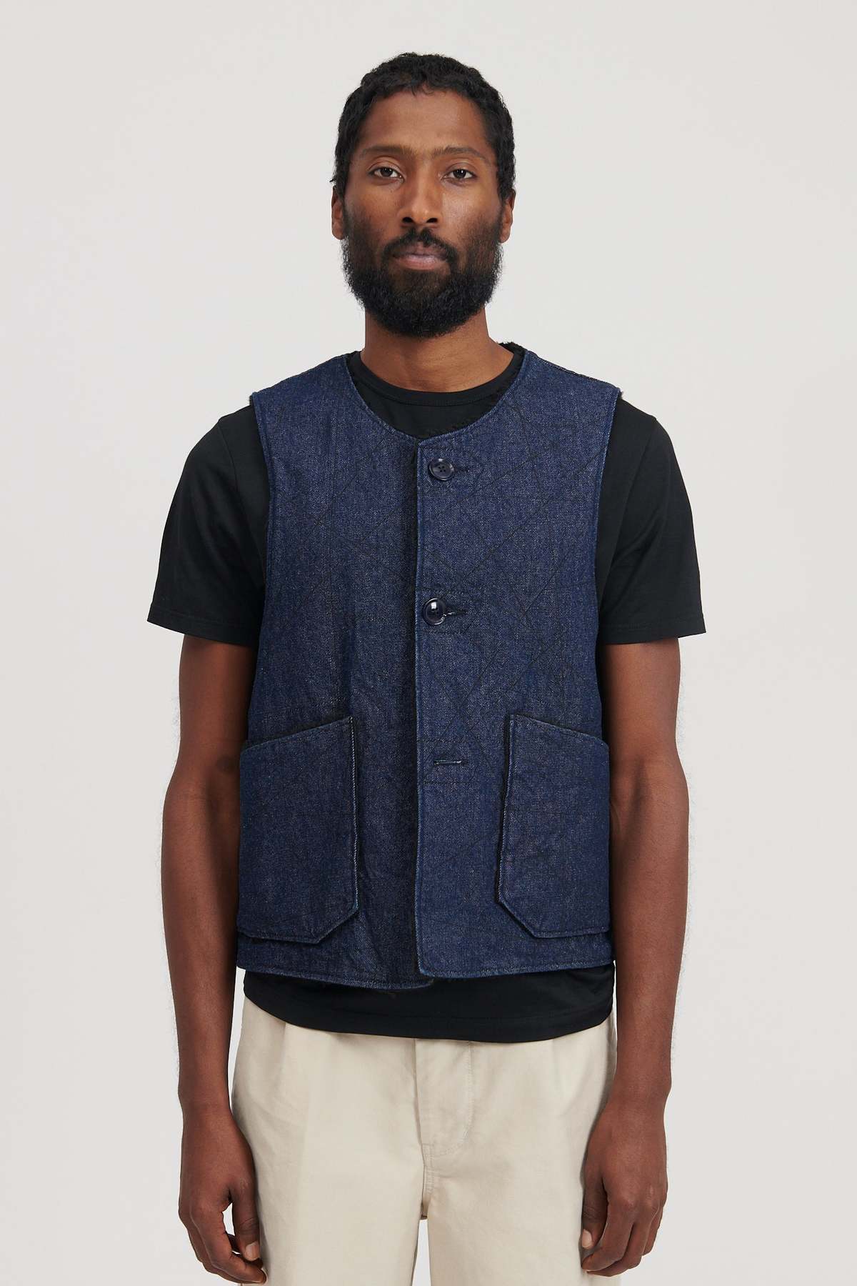 Knuth Marf】untrimmed denim vest/indigo Knuth Marf インディゴ 