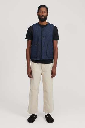 Engineered Garments Nautical Print 12oz. Denim Over Vest - Indigo