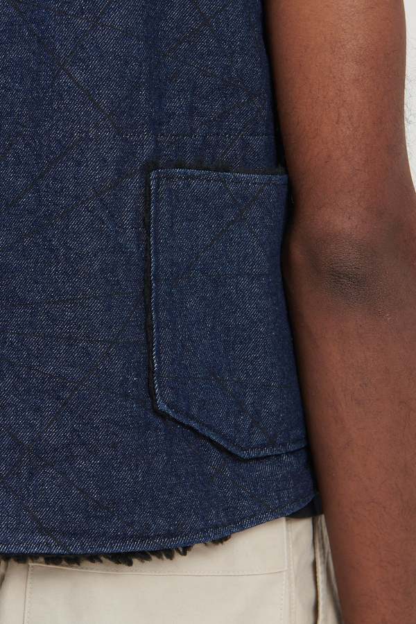 Engineered Garments Nautical Print 12oz. Denim Over Vest - Indigo