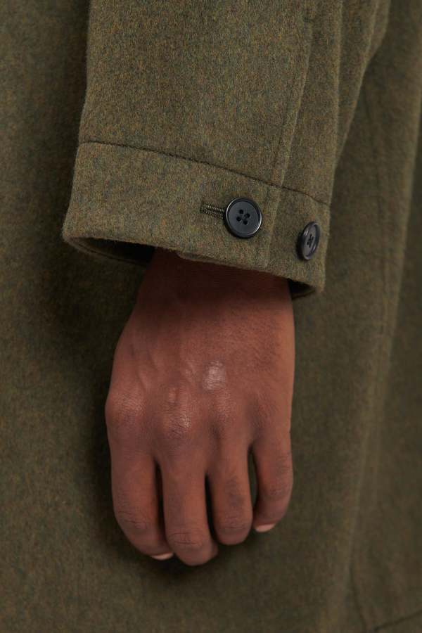Still By Hand Oversized Bal Collar Coat - Olive | Garmentory