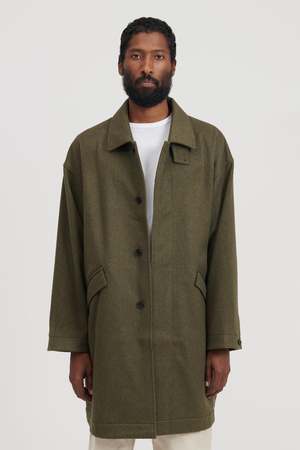 Still By Hand Oversized Bal Collar Coat - Olive | Garmentory