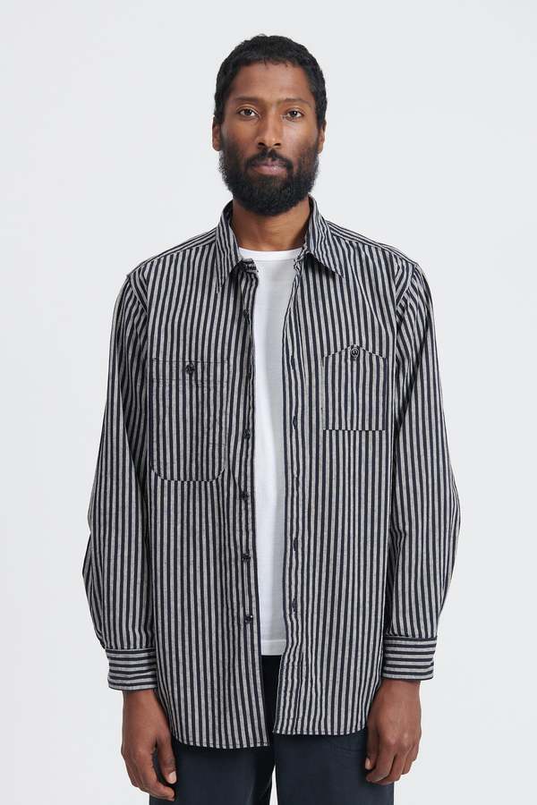トップス ENGINEERED GARMENTS Work Shirt LC Stripe Work Shirt - Charcoal/Grey LC Stripe | Nepenthes New York