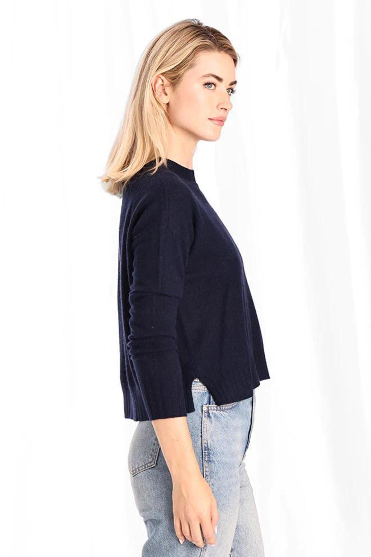 Minnie Rose Cotton Cashmere Plaited Mesh Stripe Crew 9814