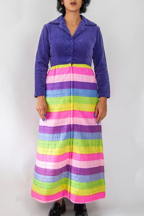 60s quilted purple velvet house dress | Garmentory