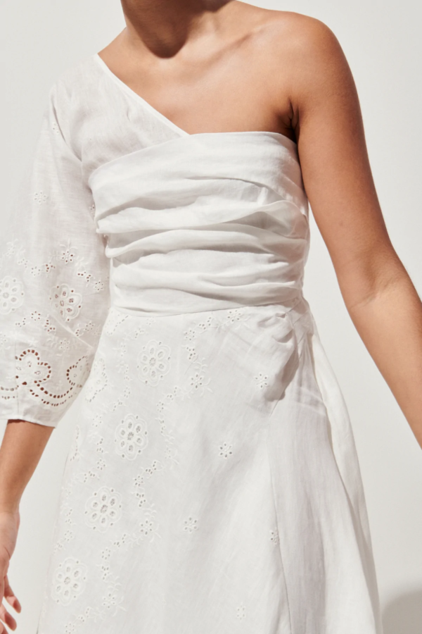 banana republic one shoulder white dress One-Shoulder Midi Dress